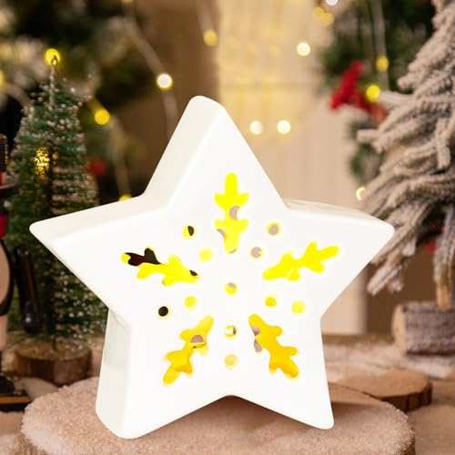 Weihnachtsdeko Led Lichthäuser Weisse Häuser Teelichthalter Weihnachtsdorf,Lichthaus Weiss Deko Häuser,Weihnachtshaus Beleuchtet Keramik Weiß Windlicht Haus Weihnachtshäuser Weihnachten Deko (14) von DZAY