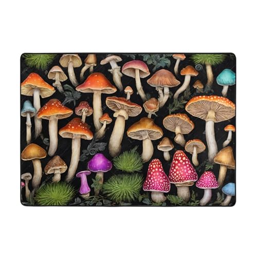 Bedruckte Teppiche für Wohnzimmer, Schlafzimmer und Büro, 203 x 147 cm, weiche rutschfeste moderne Teppiche für den Innenbereich, Pilzmotiv Bedruckte Teppiche für Wohnzimmer, Schlafzimmer und Büro, 203 x 147 cm, weiche rutschfeste moderne Teppiche für den Innenbereich, Pilzmotiv von DZBDWZXH