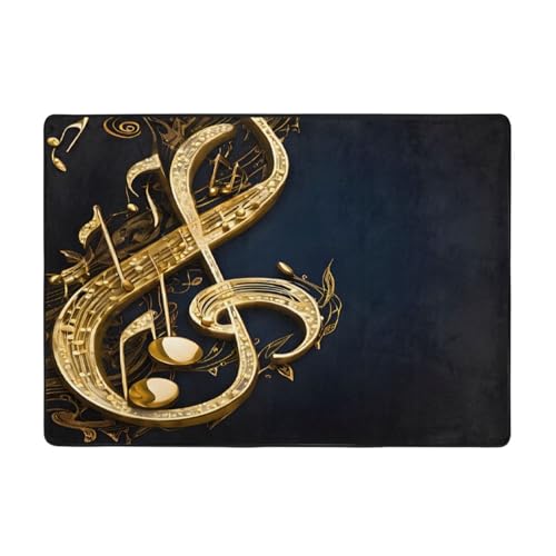 Bedruckte Teppiche für Wohnzimmer, Schlafzimmer und Büro, 203 x 147 cm, weiche rutschfeste moderne Teppiche für den Innenbereich, goldfarbene Musiknote mit gefallenem glänzendem Stern. Bedruckte Teppiche für Wohnzimmer, Schlafzimmer und Büro, 203 x 147 cm, weiche rutschfeste moderne Teppiche für den Innenbereich, goldfarbene Musiknote mit gefallenem glänzendem Stern. von DZBDWZXH