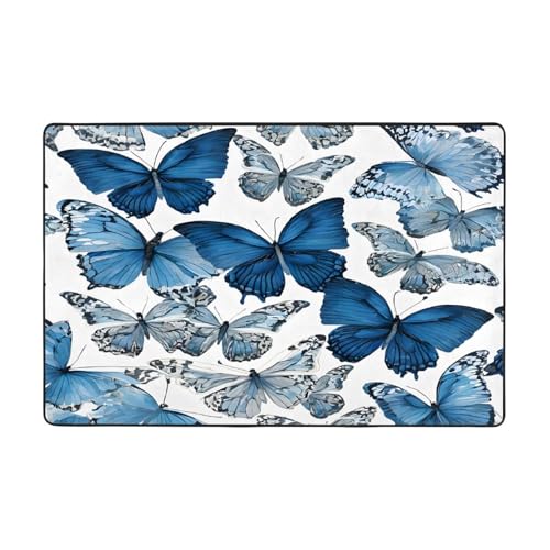 Bedruckte Teppiche für Wohnzimmer, Schlafzimmer und Büro, Bodenmatte, 182,9 x 121,9 cm, weich, rutschfest, modern, für den Innenbereich, Blau Bedruckte Teppiche für Wohnzimmer, Schlafzimmer und Büro, Bodenmatte, 182,9 x 121,9 cm, weich, rutschfest, modern, für den Innenbereich, Blau von DZBDWZXH