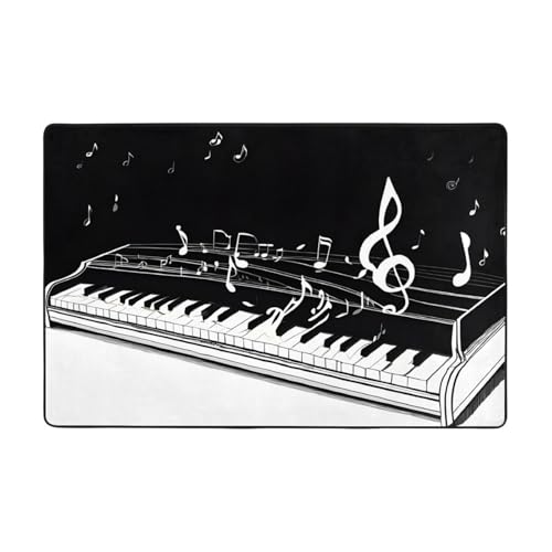 Bedruckte Teppiche für Wohnzimmer, Schlafzimmer und Büro, Bodenmatte, 182,9 x 121,9 cm, weich, rutschfest, modern, für den Innenbereich, Schwarz / Weiß von DZBDWZXH