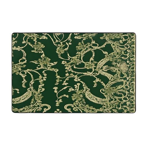Bedruckter Teppich für Wohnzimmer, Schlafzimmer und Büro, 152,4 x 99,1 cm, weich, rutschfest, modern, für den Innenbereich, Jägergrün Bedruckter Teppich für Wohnzimmer, Schlafzimmer und Büro, 152,4 x 99,1 cm, weich, rutschfest, modern, für den Innenbereich, Jägergrün von DZBDWZXH