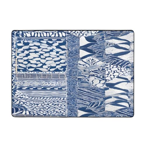 Bedruckter Teppich für Wohnzimmer, Schlafzimmer und Büro, 203 x 147 cm, weich, rutschfest, modern, für den Innenbereich, Blau Bedruckter Teppich für Wohnzimmer, Schlafzimmer und Büro, 203 x 147 cm, weich, rutschfest, modern, für den Innenbereich, Blau von DZBDWZXH