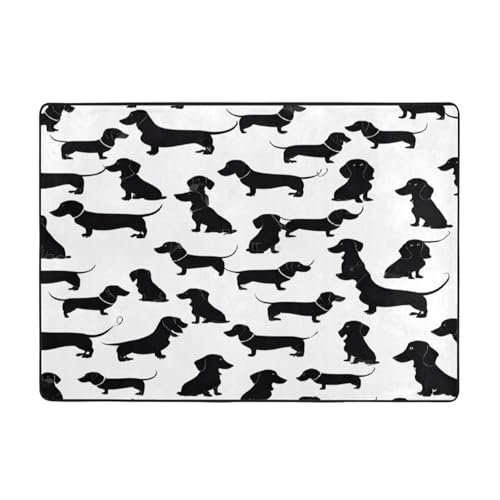 Bedruckter Teppich für Wohnzimmer, Schlafzimmer und Büro, 203 x 147 cm, weich, rutschfest, modern, für den Innenbereich, Schwarz von DZBDWZXH