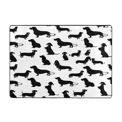 Bedruckter Teppich für Wohnzimmer, Schlafzimmer und Büro, 203 x 147 cm, weich, rutschfest, modern, für den Innenbereich, Schwarz von DZBDWZXH