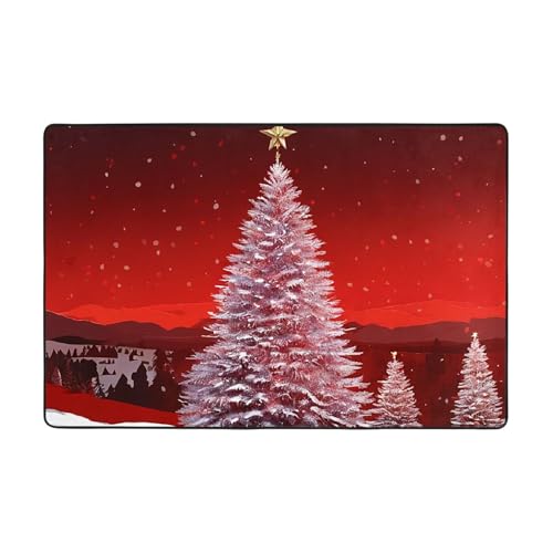 Bedruckter Teppich für Wohnzimmer, Schlafzimmer und Büro, 91,4 x 61 cm, weich, rutschfest, modern, für den Innenbereich, Rot von DZBDWZXH