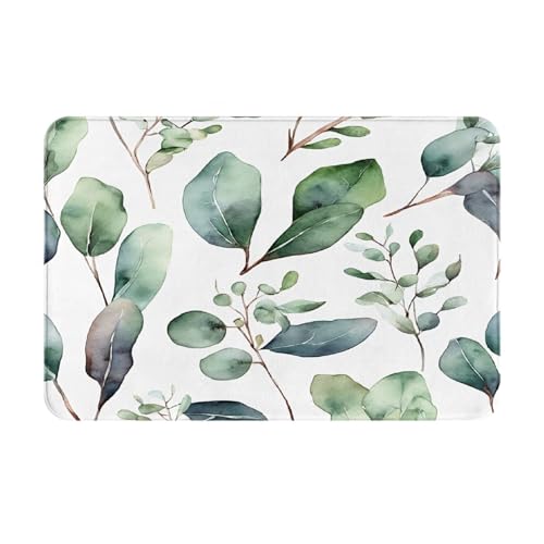 Bedruckter Türteppich für Badezimmer, Schlafzimmer und Büro, 40,6 x 61 cm, weich, rutschfest, modern, für den Innenbereich, Eukalyptusblätter, Grün. Bedruckter Türteppich für Badezimmer, Schlafzimmer und Büro, 40,6 x 61 cm, weich, rutschfest, modern, für den Innenbereich, Eukalyptusblätter, Grün. von DZBDWZXH