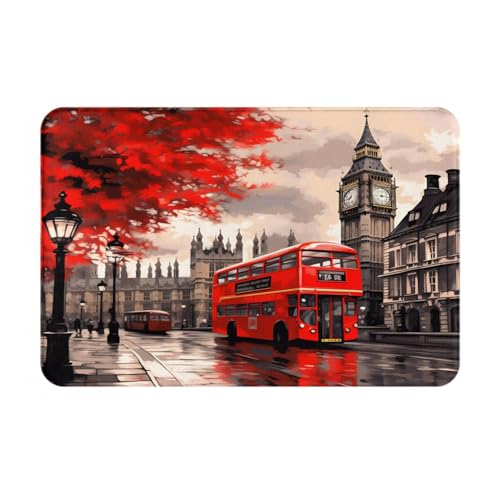 Bedruckter Türteppich für Badezimmer, Schlafzimmer und Büro, 40,6 x 61 cm, weich, rutschfest, modern, für den Innenbereich, Rot Bedruckter Türteppich für Badezimmer, Schlafzimmer und Büro, 40,6 x 61 cm, weich, rutschfest, modern, für den Innenbereich, Rot von DZBDWZXH