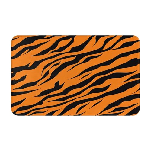 Bedruckter Türteppich für Badezimmer, Schlafzimmer und Büro, 50,8 x 80 cm, weicher rutschfester moderner Indoor-Teppich, orangefarbener Tiger-Leopardenmuster von DZBDWZXH