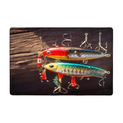 Fischköder-Teppiche für Wohnzimmer, Schlafzimmer und Büro, Bodenmatte, 183 x 121 cm, weich, rutschfest, modern, für den Innenbereich Fischköder-Teppiche für Wohnzimmer, Schlafzimmer und Büro, Bodenmatte, 183 x 121 cm, weich, rutschfest, modern, für den Innenbereich von DZBDWZXH