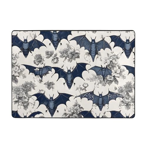 Fledermausmuster) Bedruckte Teppiche für Wohnzimmer, Schlafzimmer und Büro, 203 x 147,3 cm, weiche, rutschfeste, moderne Teppiche für den Innenbereich. von DZBDWZXH