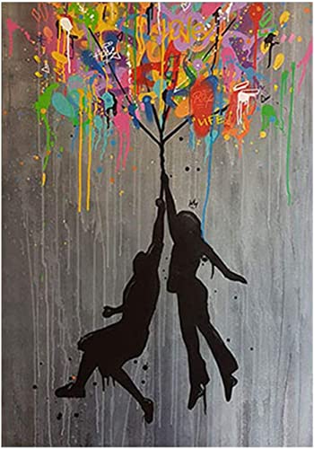 Wandbild 40 x 60 cm, rahmenlos, modernes Poster, Street-Graffiti-Kunst, Banksy, Ballon-Mädchen, Druck, Wandkunst, Bild, Wohnzimmer-Dekoration von DZCPP-HongYu