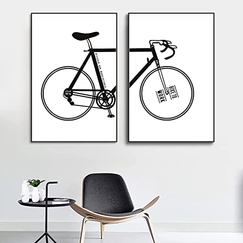 Wandbilder 2 Stück 50 x 70 cm Rahmenlos Nordic Simple Split Bike Poster Zitate Schönes Wohnzimmer Modernes Dekor Hintergrunddruck von DZCPP-HongYu