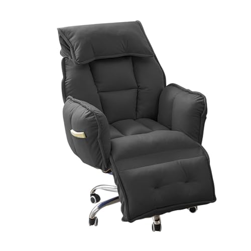 Gaming-Stuhl mit Fußstütze, ergonomischer Arbeitsstuhl, Schreibtischstuhl mit Stahlsockel und Rollen, 360° drehbarer Computerstuhl (dunkelgrau) von DZDZXQG