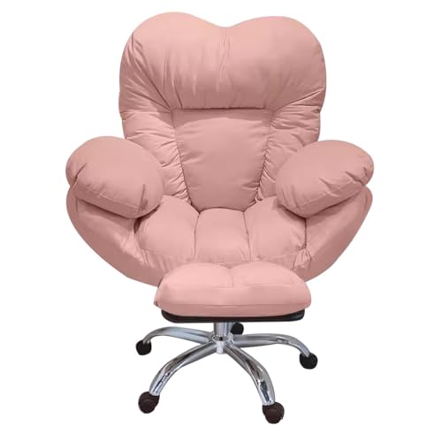 Liegestuhl, Gaming-Rückenlehne, faules Sofa, Heimbüro, Schreibtischstühle für Wohnzimmer, Gaming-Stühle, bequeme Büro-Schreibtischstühle, Sessel für Schlafzimmer (Farbe: Rosa mit Fußstütze) von DZDZXQG
