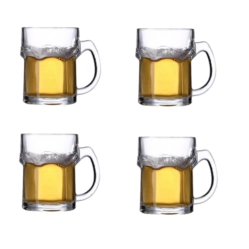 DZGUAI 4 Pack Biergläser mit Griff - 500ML Glas Krüge, klassische Bierkrug Gläser Set von DZGUAI