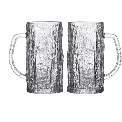 DZGUAI Bierglas für Kneipen, 485 ml, 2er-Set, Bierglas-Geschenkset, große Bierkrug, Premium-Glaswaren, Glacier-Muster von DZGUAI
