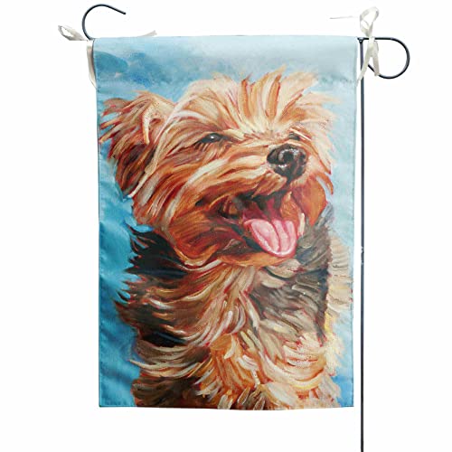 Happy Yorkie Gartenflagge Custom - Hund Allwetterflagge Kleine Welpe Outdoor Saisonale Flaggen 30,5 x 45,7 cm Doppelseitige Hausflagge Haustier Hund Flagge Urlaub Hof Dekor von DZGlobal