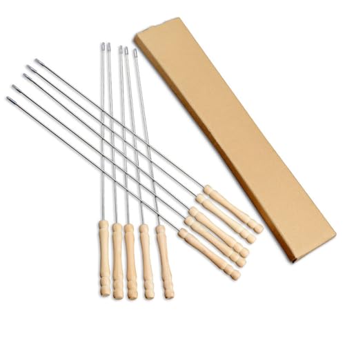 10xdierbares Edelstahl Runder Kebab Stickholz Holzgriff BBQ Spieße Für Grillen Freien Rostbeständige Spieße 10xdierbares Edelstahl Runder Kebab Stickholz Holzgriff BBQ Spieße Für Grillen Freien Rostbeständige Spieße von DZHCBNE