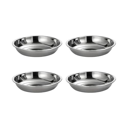 4pcs Lebensmittel Servieren Gerichte Edelstahl Den Tassen Runde Saucengerichte Flacher Teller Edelstahl Stähle Die Tablett Servieren von DZHCBNE