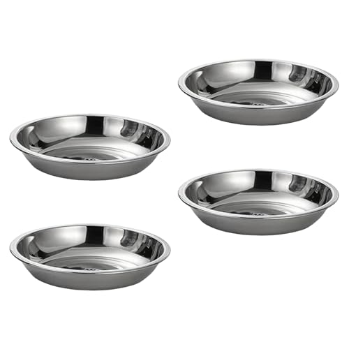 4pcs Lebensmittel Servieren Gerichte Edelstahl Den Tassen Runde Saucengerichte Flacher Teller Edelstahl Stähle Die Tablett Servieren von DZHCBNE