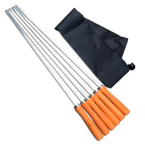 6 Pack Edelstahlspieße Set Flat Grillspieße Fleischspieße Geeignet Für BBQs Picknicks Und Hotel Bankette von DZHCBNE