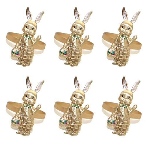 6pcs Osters Kaninchen Farbenfrohe Gold/Silberfarbe Kaninchen Servietten Für Abendessen Und Empfänge Von 6pcs Osters Kaninchen Farbenfrohe Gold/Silberfarbe Kaninchen Servietten Für Abendessen Und Empfänge Von von DZHCBNE