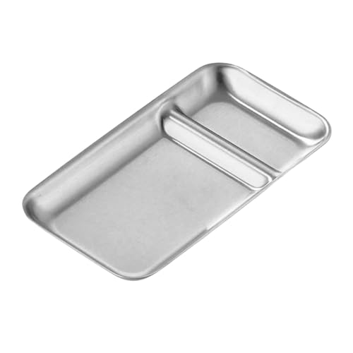 Creative Edelstahl Snacks Tablett Mit Zwei Fächern Für Einfache Lebensmitteltrennung Und Elegantes Finish Für Den Heimgebrauch von DZHCBNE