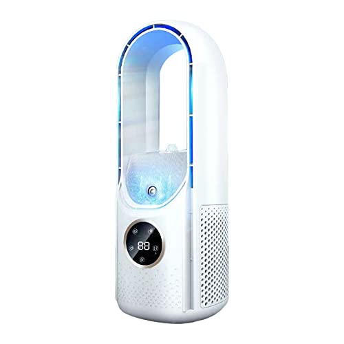 DZHCBNE 1 Stück Turmventilator Leiser, Rotorloser Ventilator mit 6 Geschwindigkeiten, ventilator mit kühlung, 30cm USB-Tischventilator mit Befeuchtungsspray für Büro, Schlafzimmer (Weiß) von DZHCBNE