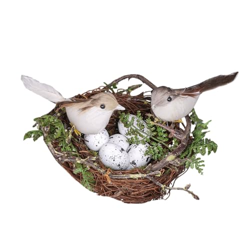DZHCBNE Handgefertigte Vogelnistdekoration Mit Künstlichen Vögeln Und Eiern Für Terrassen Oder Balkon Dekorative Gartenverzierung Freien DZHCBNE Handgefertigte Vogelnistdekoration Mit Künstlichen Vögeln Und Eiern Für Terrassen Oder Balkon Dekorative Gartenverzierung Freien von DZHCBNE