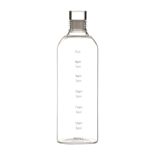 Zeit Markiertes Glasbecher Für Tägliche Flüssigkeitszufuhr Robuster Glasbecher Mit Zeitskala Glasflasche Für Einfache Wasserüberwachung von DZHCBNE