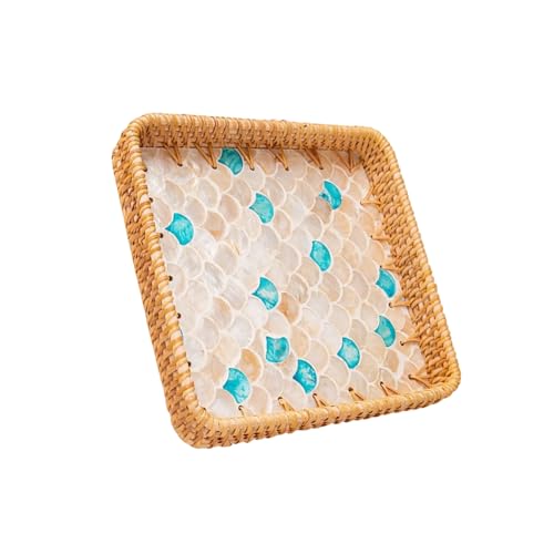Farbenfrohe Blüte Rattan Tablett Tragbares Accessoire Für Die Organisation Von Snacks In Küchenartikeln Und Speisesaal Raumsparungen von DZHCBNE