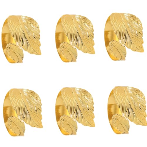 Packung Von 6 Anspruchsvollen Gold Oder Silberblatt Serviettenringen Elegante Metalldesign Servietten Für Esstisch Dekore von DZHCBNE