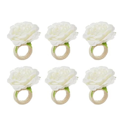 Set Von 6 Künstlichen Blumen Serviettenringen Eleganter Gewebehalter Für Und Partysentischdekorationen Für Hochzeiten von DZHCBNE