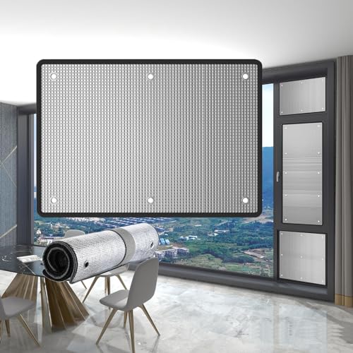 Blendschutz-Isolierfolie, Aluminiumfolien-Blasenfolie, Reflektierende Sichtschutzfolie, Sonnenschutzfolie Für Fenster, Dachfenster Folie Isoliermatte, Mit Saugnäpfen,Silver-60x90cm/24x35in von DZHTUF