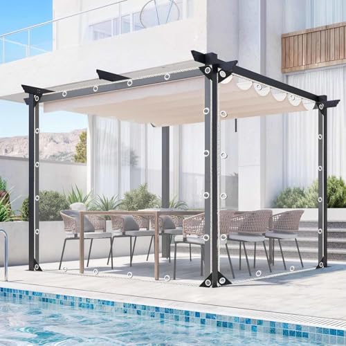 DZHTUF Pergola Plane Seitenteile, 0.3mm Transparente wasserdichte Planenvorhänge, Durchsichtige PVC Outdoor Plane Mit Reißverschluss Und Ösen, Wetterfeste Regenvorhänge,0Zipper-1.6x1.8m von DZHTUF