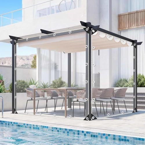 DZHTUF Pergola Plane Seitenteile, 0.3mm Transparente wasserdichte Planenvorhänge, Durchsichtige PVC Outdoor Plane Mit Reißverschluss Und Ösen, Wetterfeste Regenvorhänge,0Zipper-1.7x1.8m von DZHTUF