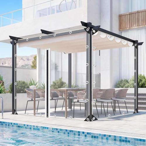 DZHTUF Pergola Plane Seitenteile, 0.3mm Transparente wasserdichte Planenvorhänge, Durchsichtige PVC Outdoor Plane Mit Reißverschluss Und Ösen, Wetterfeste Regenvorhänge,1Zipper-1.2x2.5m von DZHTUF