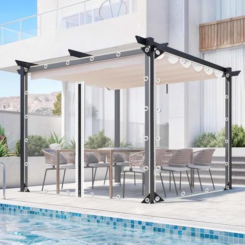 DZHTUF Pergola Plane Seitenteile, 0.3mm Transparente wasserdichte Planenvorhänge, Durchsichtige PVC Outdoor Plane Mit Reißverschluss Und Ösen, Wetterfeste Regenvorhänge,1Zipper-1.6x1.8m von DZHTUF