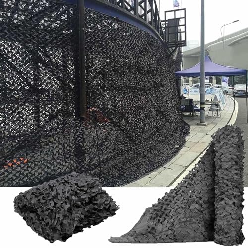 DZHTUF Tarnnetz, Schwarzes Verstärktes Tarnnetz, Oxford Camouflage Netz, Sonnenschutz-Schattennetz, Militärisches Jagd Tarnung Net, Individuell Anpassbar,Black-4x9m/13.1x29.5ft von DZHTUF