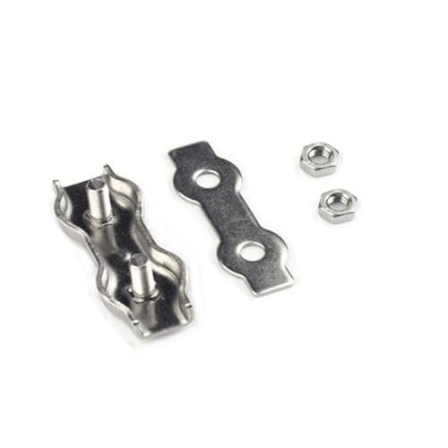 DZNDM0EVT Wire Rope Clamp 1–5 Stück M2–M10 304 Edelstahl-Drahtseil, Einzel-/Doppelclip, Spannfutter, Kabelklemme, Seil, einfacher Griff, 2 Stück(Duplex M5) von DZNDM0EVT