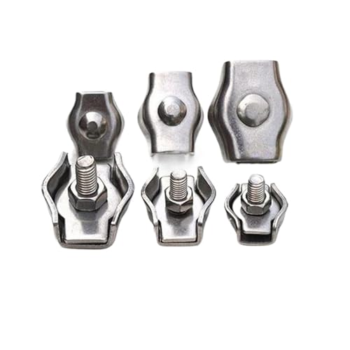 Wire Rope Clamp 5 stücke 304 Edelstahl Drahtseile Einzel Doppel M2-M10 Bolzen Clip Drahtseil Kabel Klemme Seil Grip Kauschen Stahl Kabel Collet(M4) von DZNDM0EVT