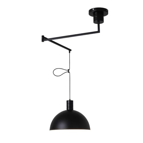 DZQWLL Industrielle Pendelleuchten, Moderne Deckenhängelampe, gewölbter Metallschirm, mattschwarzes Finish, Pendelleuchte für Kücheninselbeleuchtung, Hängelampe von DZQWLL