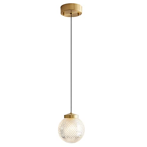 DZQWLL Metall-Glas-Pendelleuchte, Wabenkugel-Hängelampe, Beleuchtung, Kugelschirm und Messing-Tropfen-Deckenleuchte mit klarem Glas für Vintage-Loft-Einzelkronleuchter von DZQWLL