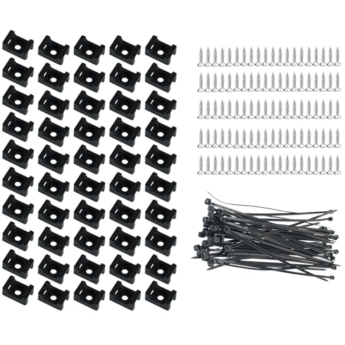 DZS ELEC Sattelkabelbinder-Basis-Set mit Schraubenlöchern, Nylonbändern, Schrauben, Tischkabel-Clips, Anker-Befestigungen für Bodenwände, Schreibtische, Wandschutz, 50 Stück DZS ELEC Sattelkabelbinder-Basis-Set mit Schraubenlöchern, Nylonbändern, Schrauben, Tischkabel-Clips, Anker-Befestigungen für Bodenwände, Schreibtische, Wandschutz, 50 Stück von DZS ELEC