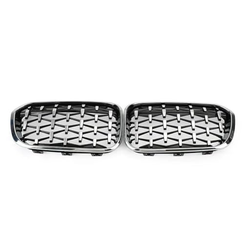 DZSDKHLFJ Kühlergrill Grill 1 Paar Für 1er F20 F21 2012–2019 Frontgrills Schwarz Glänzend Nierengrill Ersatz Racing Frontstoßstangengitter(Diamond-Chrome Silver) von DZSDKHLFJ