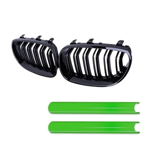 DZSDKHLFJ Kühlergrill Grill Für E60 E61 5 Series 2003-2009 Auto Frontstoßstangengrill Nierenglanz Schwarz Racing Grill Gitter Zierleisten(GRÜN) von DZSDKHLFJ