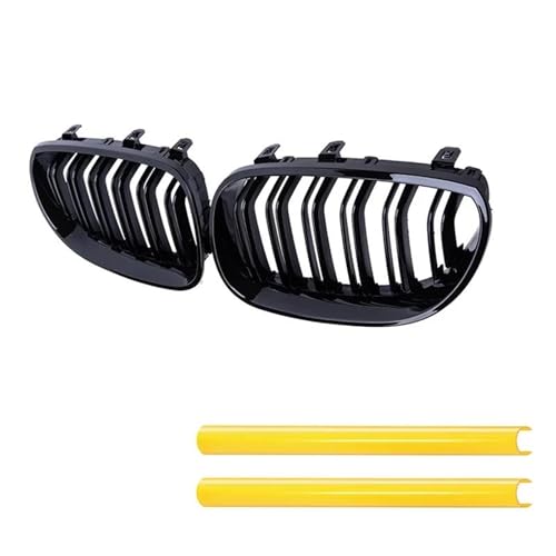 DZSDKHLFJ Kühlergrill Grill Für E60 E61 5 Series 2003-2009 Auto Frontstoßstangengrill Nierenglanz Schwarz Racing Grill Gitter Zierleisten(Gelb) von DZSDKHLFJ