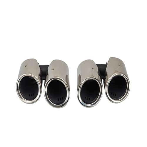 DZSFDGDDFGD Auspuffrohr 1Set Auspuff TIPP Endrohr Auto Refit Doppel Outlet Throat Auspuffrohr Für Macan 2019 + Upgrade Für GTS Auto-Auspuffendrohr(Silber) von DZSFDGDDFGD