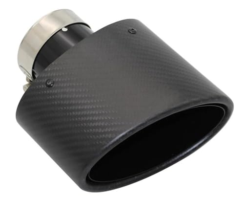 DZSFDGDDFGD Endrohre Universal Edelstahl Schwarz Oval 150mm Kippen Links Rechts Matte Faser Auto Schalldämpfer Spitze Auspuffrohr Düse Dekoration Auspuffblenden(Left 63MM) von DZSFDGDDFGD